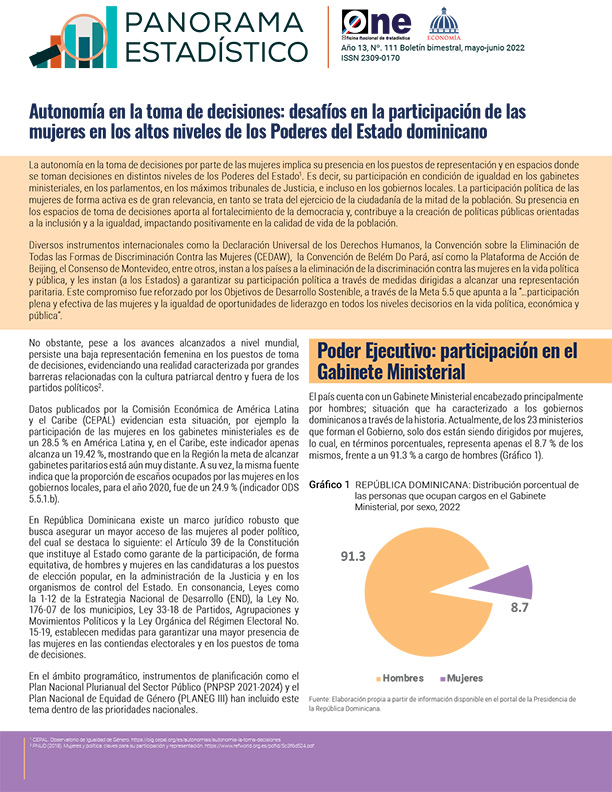 Panorama Estadístico 111 - Autonomía en la toma de decisiones