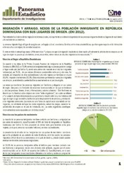 Boletín Panorama Estadístico 78 Migración y Arraigo Nexos de la Población Inmigrante República Dominicana con sus Lugares de Origen Eni 2012 Julio Agosto 2015