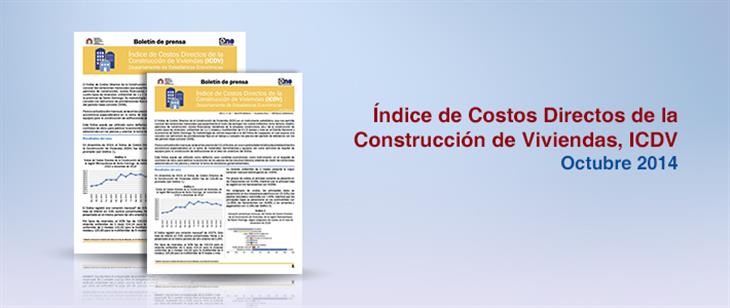 El Índice de Costos Directos de la Construcción de Viviendas (ICDV) registró una variación de -0.81% en el mes de octubre de 2014