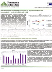 Boletín Panorama Estadístico 60 Percepción Sobre la Seguridad Ciudadana en República Dominicana Breve Análisis a partir de ENHOGAR 2011 Septiembre 2013