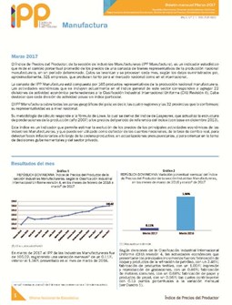 Boletín Índice de Precios del Productor Manufactura Marzo 2017