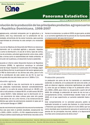 Boletín Panorama Estadístico 18 Evolución de la Producción de los Principales Productos Agropecuarios en República Dominicana 1998-2007 Agosto 2009