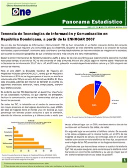 Boletín Panorama Estadístico 25 Tenencia de Tecnología de Información y Comunicación en República Dominicana ENHOGAR 2007