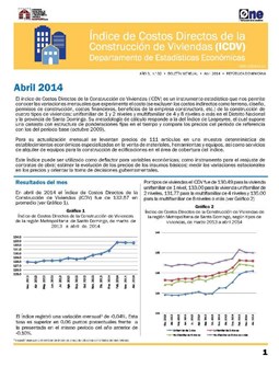 Boletín Indice de Costos Directos de la Construcción de Viviendas Abril 2014