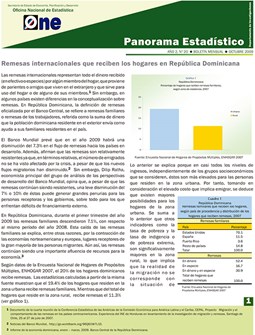 Boletín Panorama Estadístico 20 Remesas Internacionales que Reciben los Hogares en República Dominicana Octubre 2009
