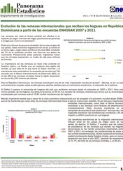 Boletín Panorama Estadístico 57 Evolución de las Remesas Internacionales que Reciben los Hogares en República Dominicana ENHOGAR 2007-2011 Junio 2013