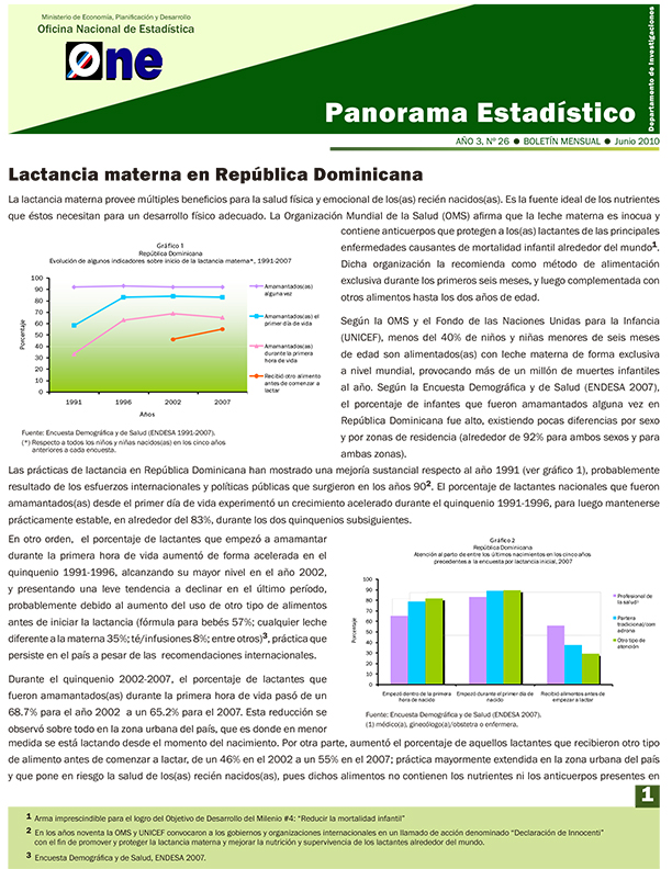 Boletín Panorama Estadístico 26 Lactancia Materna en República Dominicana