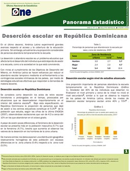 Boletín Panorama Estadístico 11 Deserción Escolar en República Dominicana Enero 2009