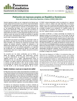 Boletín Panorama Estadístico 86 Población Sin Ingresos Propios en República Dominicana Datos Sisge 2004-2014 Abril-Mayo 2017