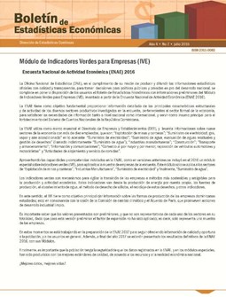Boletín de Estadísticas Económicas Módulo de Indicadores Verdes para Empresas Enae 2016 Julio 2017