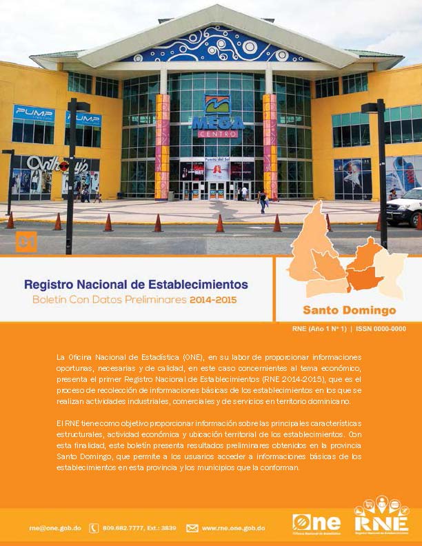 Boletín Preliminar Registro Nacional de Establecimientos Santo Domingo 2014-2015