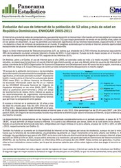 Boletín Panorama Estadístico 56 Evolución del Uso de Internet de la Población de 12 Años y Mas de Edad en República Dominicana Enhogar 2005-2011 Mayo 2013