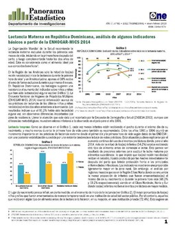 Boletín Panorama Estadístico 81 Lactancia Materna en Rep Dom Análisis Básicos Enhogar Mics2014