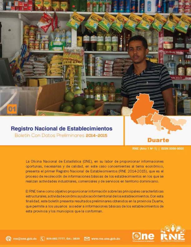 Boletín Preliminar Registro Nacional de Establecimientos Duarte 2014-2015